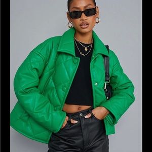 Green Faux Leather jacket WORN ONCE